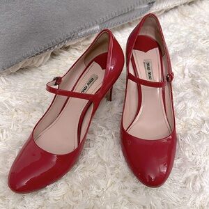 Miu Miu Red Patent Leather Mary Jane Pumps